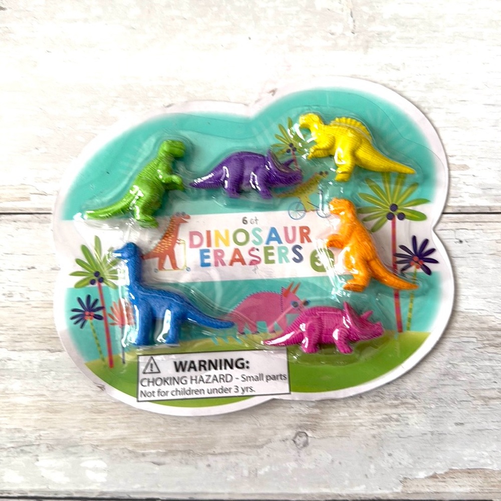 Dinosaur Erasers Kids School Supplies 6ct Brand NEW